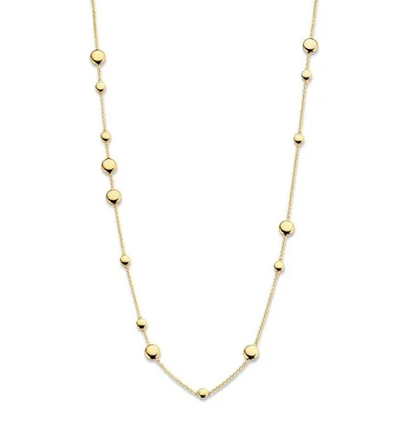 14 karaat geel goud collier met rondjes en karabijn haak sluiting.